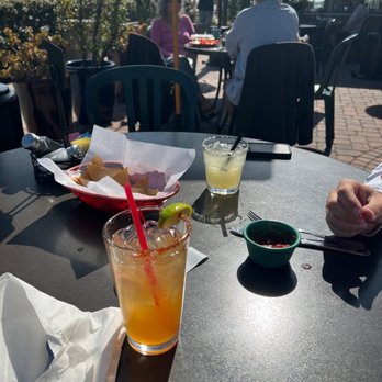 Yolanda's Mexican Cafe - Drinks and our view from the front patio - Mexican Near Me - Oxnard, California