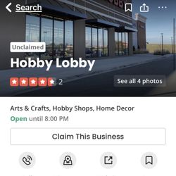 Hobby Lobby - Yelp listing....Sunday 10/9/22.