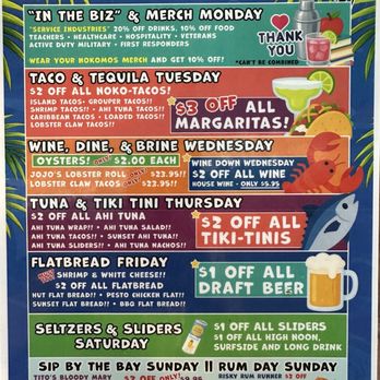Nokomo's Sunset Hut - Limited time specials menu - Seafood Near Me - Nokomis, Florida Nokomo's Sunset Hut - Limited time specials menu - Seafood Near Me - Nokomis, Florida