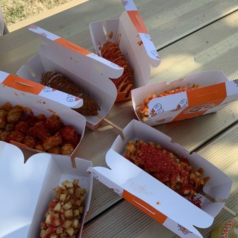 Two Hands Fresh Corn Dogs - Potato dogs, dirty fries, Two Hands Dog, and Spicy Dog - Hot Dogs Near Me - Albuquerque, New Mexico