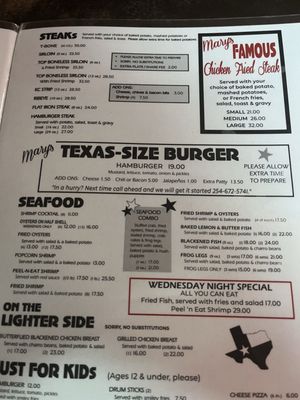 Menu photo 1 Mary's Cafe Strawn, TX