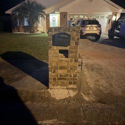 Mike's Brick And Block - This is what it looked like at night. I couldn't see all the details up, but I can only tell the mailbox was tilted and.