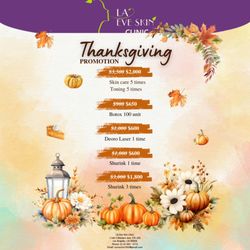 La Eve Skin - Treat your skin this Thanksgiving with Toning Laser. Enjoy radiant results! Book now for holiday discounts and get ready to glow all season!