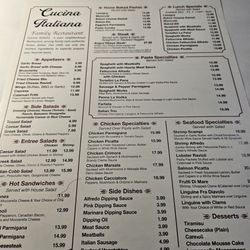 Cucina italiana Al Lago - Menu
