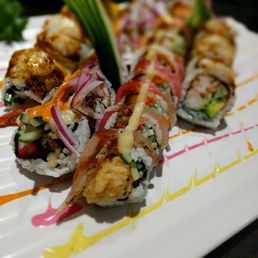 a variety of sushi rolls