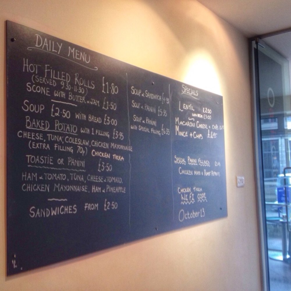 Oasis Cafe - The menu board - Cafes Near Me - Glasgow, GLG