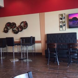 Laid back with several booths and a tv