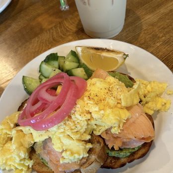 Core Coffee - Avocado Toast added grilled salmon and scrambled eggs!! - Coffee & Tea Near Me - Kansas City, Missouri