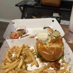 Super greasy and burnt chicken, stale fries. Throwing this out and eating a bowl of cereal.