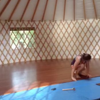 LL Flooring - Laying our bamboo wood flooring out in the yurt, pretty easy except for cutting the ends of the boards at a curve to form a circle. - Flooring Near Me - Bellevue, Washington