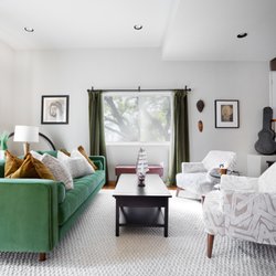 Uniquely You Decor - Transitional Formal Living room with masculine touches. Article couch, Modernism accent chairs