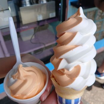 Dairy Freeze - Kiddie size and large cone of orange vanilla mix - Ice Cream & Frozen Yogurt Near Me - Quincy, Massachusetts