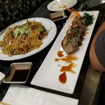 3 Go Sushi - Chicken yaki soba and a roll. - Sushi Bars Near Me - Escondido, California