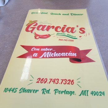Garcia's Mexican Kitchen - Just sat down...here is the front of menu! - Mexican Near Me - Portage, Michigan