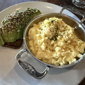 Aziza - Soft Scrambled Eggs with Avocado Rye - Moroccan Near Me - San Francisco, California Aziza - Soft Scrambled Eggs with Avocado Rye - Moroccan Near Me - San Francisco, California