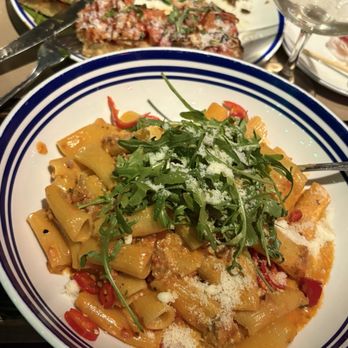 Scaddabush - Sausage and sage rose sauce with chili and arugula. Very good, perfect spice level in my opinion. - Italian Near Me - Toronto, Ontario