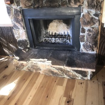Marty's Masonry - Our broken hearth, by an Airbnb guest. - Masonry/Concrete Near Me - Big Bear City, California