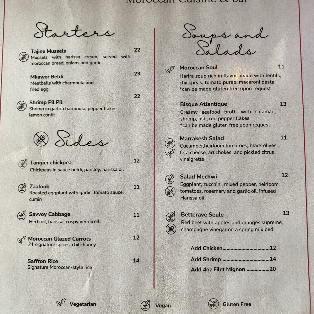 Salad and side menu Salad and side menu