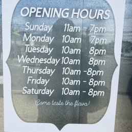 Hours of operation Hours of operation