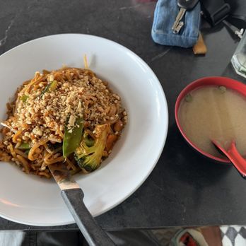 Thai Thai Cocoa Village - Pad Thai - medium spice level - chicken as the protein - added vegetables. Miso Soupsoup - Sushi Bars Near Me - Cocoa, Florida