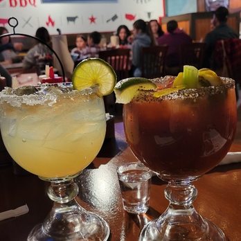 Famous Daves - My husbands margarita and my perfect Bloody Mary. - Barbeque Near Me - Long Beach, California Famous Daves - My husbands margarita and my perfect Bloody Mary. - Barbeque Near Me - Long Beach, California