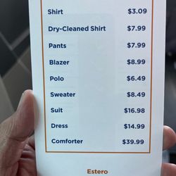Tide Cleaners - Pricing Drop off before 9 get it after 5