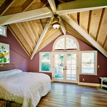 Plonowski Architects + Builders - Interior view showing creative roof framing for this 3rd story addition master bedroom suite built for this 1880's San Francisco Victorian. - General Contractors Near Me Plonowski Architects + Builders - Interior view showing creative roof framing for this 3rd story addition master bedroom suite built for this 1880's San Francisco Victorian. - General Contractors Near Me