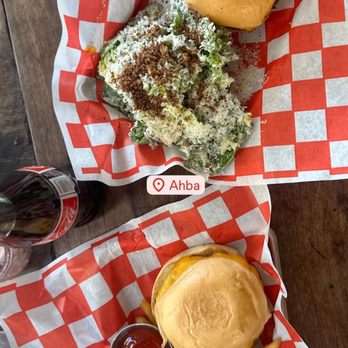 AhbA - AhbA burger with side caesar salad or fries - Breakfast & Brunch Near Me - Laguna Beach, California