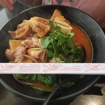 Thailicious - Yentafo seafood noodle soup - Thai Near Me - Artesia, California Thailicious - Yentafo seafood noodle soup - Thai Near Me - Artesia, California