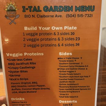 Ital Garden - Menu - Vegan Near Me - New Orleans, Louisiana Ital Garden - Menu - Vegan Near Me - New Orleans, Louisiana