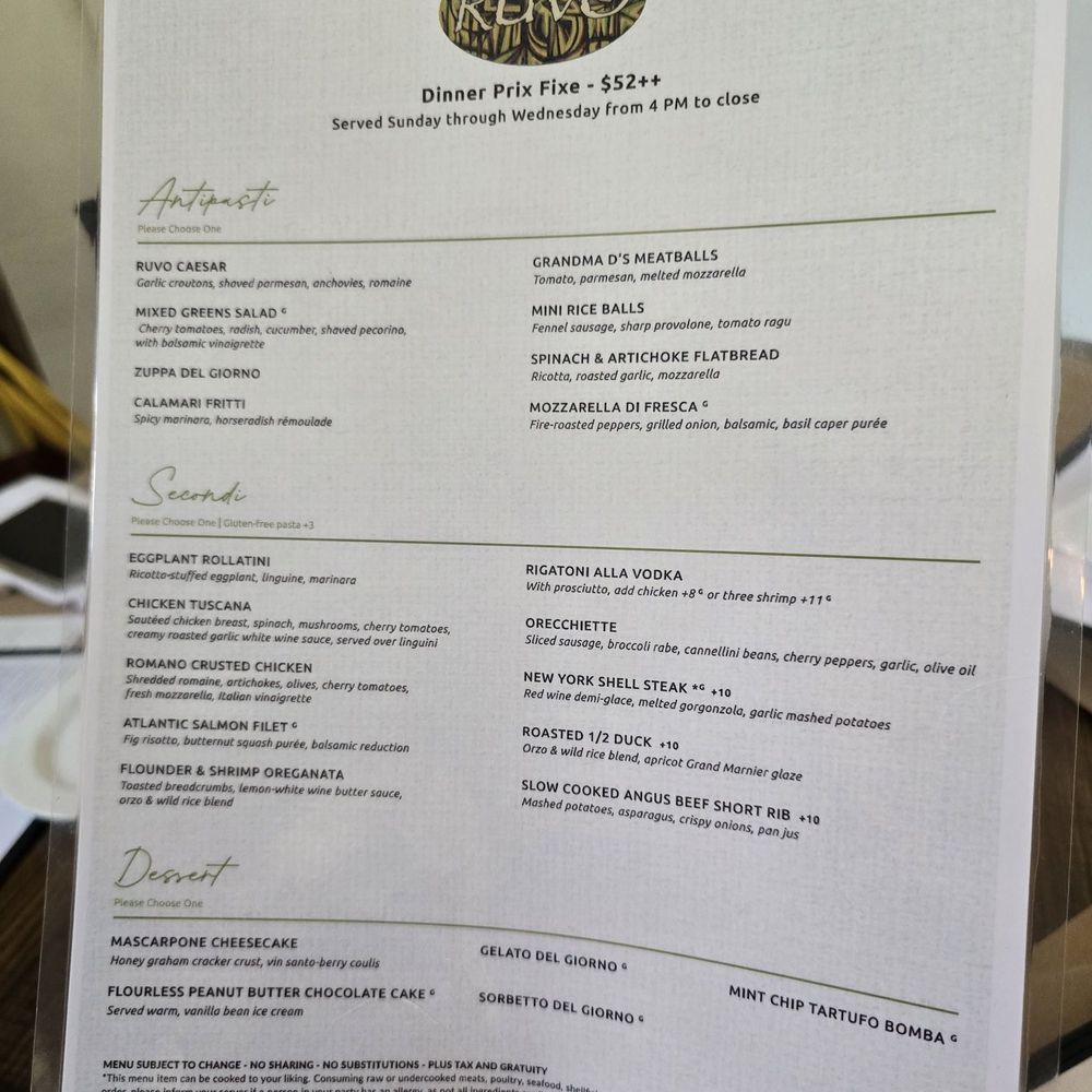Ruvo - Menu - Italian Near Me - Port Jefferson, New York