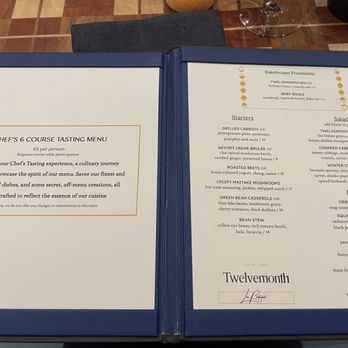 Twelvemonth - Menu 1/16/24 - Vegan Near Me - Burlingame, California
