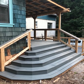 Emerald Valley Home Repair - Trex decking stairs leading to new deck. - General Contractors Near Me - Eugene, Oregon