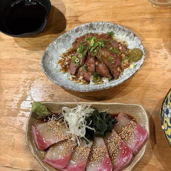 Izakaya Tenkichi - T-B: wagyu-beef tataki and fresh hamachi with sesame soy sauce - Japanese Near Me - Honolulu, Hawaii Izakaya Tenkichi - T-B: wagyu-beef tataki and fresh hamachi with sesame soy sauce - Japanese Near Me - Honolulu, Hawaii