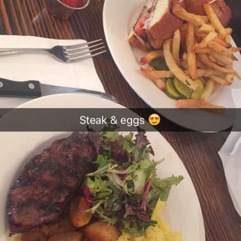 Ltauha Restaurant - My steak & eggs . My friend got a fish sandwich - New American Near Me - Ridgewood, New York Ltauha Restaurant - My steak & eggs . My friend got a fish sandwich - New American Near Me - Ridgewood, New York
