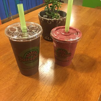 JuiceLand - Vegetable kingdom (left) & berry godmother (right) - Juice Bars & Smoothies Near Me - Austin, Texas JuiceLand - Vegetable kingdom (left) & berry godmother (right) - Juice Bars & Smoothies Near Me - Austin, Texas