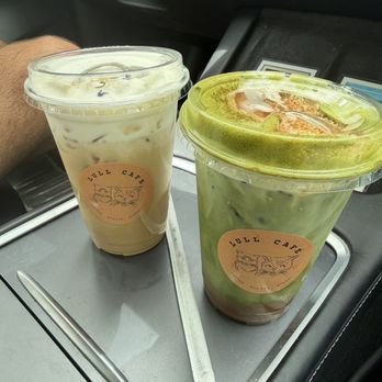 Lull Cafe - Banana matcha (right) - Breakfast & Brunch Near Me - Tampa, Florida Lull Cafe - Banana matcha (right) - Breakfast & Brunch Near Me - Tampa, Florida