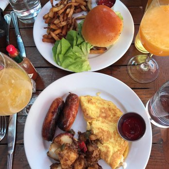 Anthony David's - Angus Burger & Fries and Omelet with Mozzarella and Sausage - Breakfast & Brunch Near Me - Hoboken, New Jersey