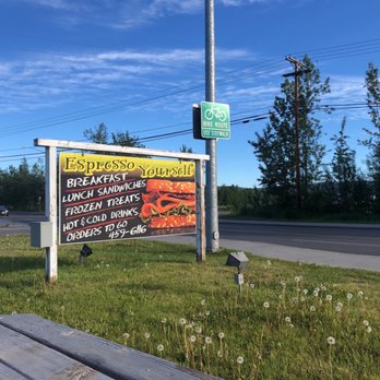 Espresso Yourself - Highway signage - Coffee & Tea Near Me - Fairbanks, Alaska Espresso Yourself - Highway signage - Coffee & Tea Near Me - Fairbanks, Alaska