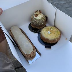 Carl Marletti - Eclair, lemon tart and a peanut butter, chocolate, coffee piece of heaven