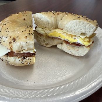 Minervini's New York Bagel - Bacon egg and cheese on everything bagel - Bagels Near Me - Sneads Ferry, North Carolina Minervini's New York Bagel - Bacon egg and cheese on everything bagel - Bagels Near Me - Sneads Ferry, North Carolina