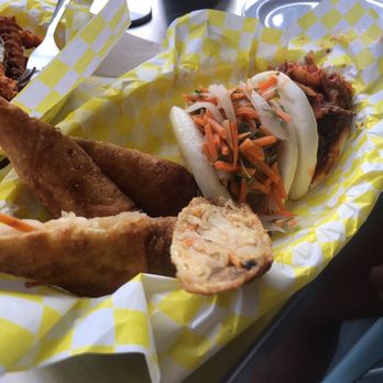 Saucy Porka - Veggie egg rolls, Thai chicken curry bao and Beef Barbacoa baco - Asian Fusion Near Me - Chicago, Illinois Saucy Porka - Veggie egg rolls, Thai chicken curry bao and Beef Barbacoa baco - Asian Fusion Near Me - Chicago, Illinois