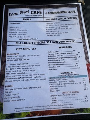 Menu photo 6 Corona Airport Cafe Corona, CA