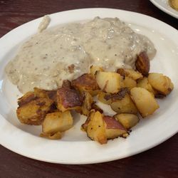 Sausage gravy with home fries