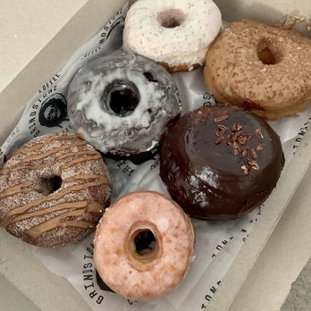 Grindstone Coffee & Donuts - Lemon poppy, maple sea salt, chocolate cake (absolute favorite), Boston creme, apple cider, mini glazed donuts - Donuts Near Me - Sag Harbor, New York Grindstone Coffee & Donuts - Lemon poppy, maple sea salt, chocolate cake (absolute favorite), Boston creme, apple cider, mini glazed donuts - Donuts Near Me - Sag Harbor, New York
