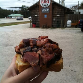 Smokin' D's BBQ - So good! Chopped pork sandwich (chose to go open faced for maximum taste) :) - Barbeque Near Me - St. Augustine, Florida