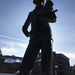 Le Caniche Français et le Carlin Anglais - English man looking at Notre Dame Basilica