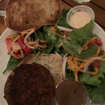 The Floridian - Veggie burger made with black beans and sweet potatoes - Southern Near Me - Saint Augustine, Florida
