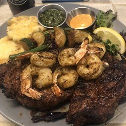 Ribeye with grilled shrimp