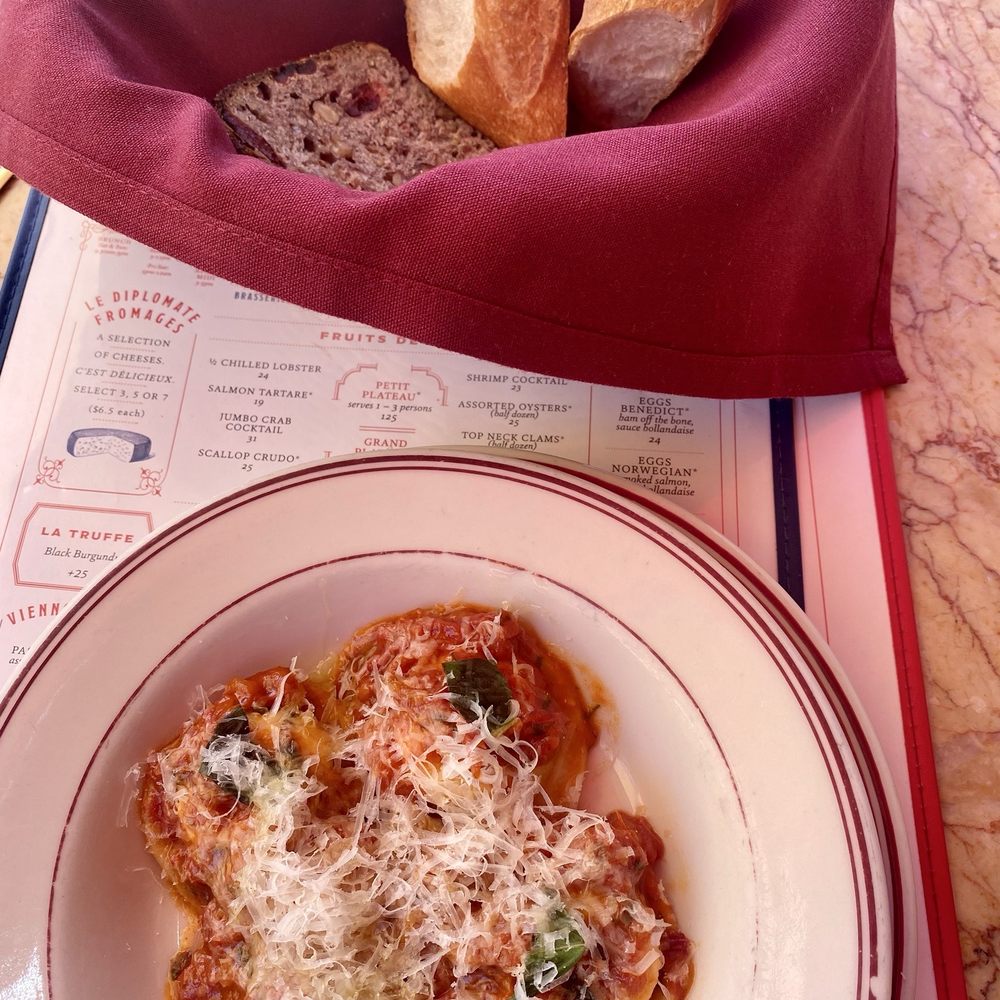 Le Diplomate - Ricotta Ravioli and bread. - Brasseries Near Me - Washington, DC, District of Columbia